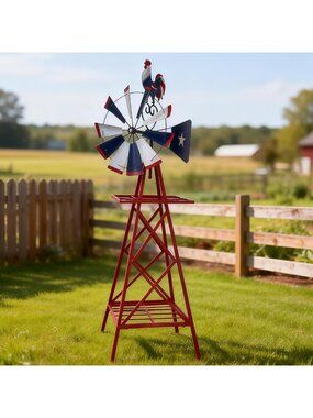 Heavy Duty Ornamental Windmill - Durable Metal Garden Decor, Weather Resistant